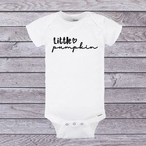 Little pumpkin white vinyl Gerber onesie